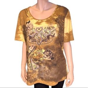 Olsen Sequined Tie Dye T-Shirt Size Large